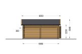 Holzgarage MULTI (44 mm), 4x6 m mit Carport 3x6 m specification 3