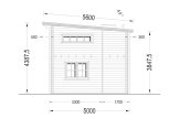 Kleines Holzhaus AVIGNON F (Isoliert, 34+34 mm), 20 m² + 16 m² Schlafboden specification 4