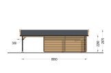 Doppelgarage aus Holz MULTI DUO (44 mm), 6x6 m mit Carport 3x6 m specification 4