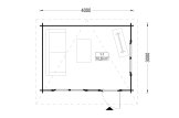 Gartenhaus aus Holz mit Flachdach DREUX F (34 mm), 4x3 m, 12 m² specification 1