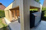Gartenhaus aus Holz Mit Terrasse PREMIUM (Extra Isoliert, 34 mm + Holzverschalung), 5x3 m, 15 m² + 9 m² customer 2