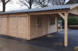 Doppelgarage aus Holz MULTI DUO (44 mm), 6x6 m mit Carport 3x6 m customer 1