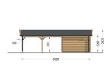 Holzgarage MULTI (44 mm), 4x6 m mit Doppelcarport 5,5x6 m specification 4