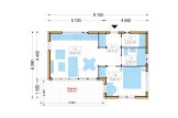 Holzhaus LUCIA 1 (Isoliert, 44 mm + Holzverschalung), 40 m² specification 1