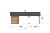 Carport aus Holz CLASSIC DUO PLUS 5,5 x 6 m mit Schuppen 2x6 m (44 mm) specification 4