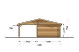 Holzgarage MULTI (44 mm), 4x6 m mit Carport 3x6 m specification 4