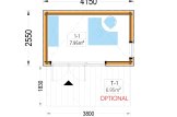 Gartenhaus aus Holz PREMIUM S (Extra Isoliert, 34 mm + Holzverschalung), 4,1x2,4 m, 10 m² specification 1