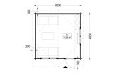 Gartenhaus aus Holz DREUX (44 mm), 4x4 m, 16 m² specification 1
