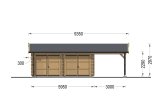 Doppelgarage aus Holz MULTI DUO (44 mm), 6x6 m mit Carport 3x6 m specification 2