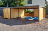 Carport aus Holz mit Schuppen und Seitenwand LUNA DUO F PLUS, 7,6x5,6 m customer 1