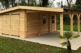 Holzgarage MULTI (44 mm), 4x6 m mit Carport 3x6 m customer 2