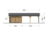 Holzgarage MULTI (44 mm), 4x6 m mit Doppelcarport 5,5x6 m specification 2
