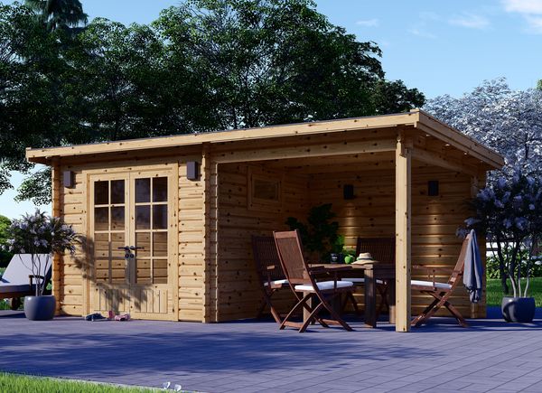 Gartenhaus aus Holz mit Anbau LARISSA (28 mm), 5.2x2.7 m, 7 m² + 7 m² avp.ui.product_images.thumbnail 1