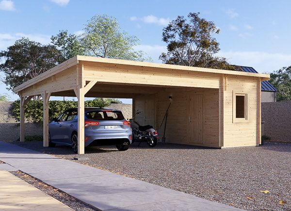 Carport aus Holz mit Schuppen MODERN DUO, 5.95x7.5 m avp.ui.product_images.thumbnail 1