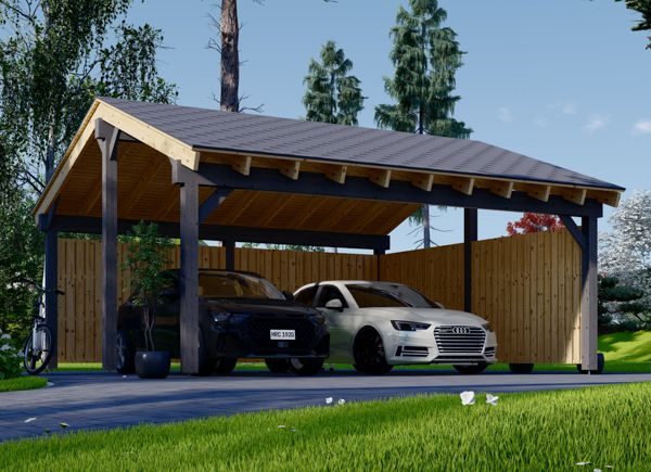 Carport aus Holz mit L-förmiger Wand LUNA DUO, 6x6 m avp.ui.product_images.thumbnail 1