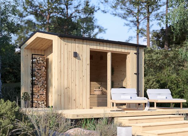 Gartensauna SERENE 1 (34 mm + Holzverschalung), 3.3x2.5 m, 4.95 m² avp.ui.product_images.thumbnail 1