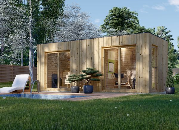 Gartensauna mit Vorraum DELLA (34 mm + Holzverschalung), 6,1 x 2,6 m, 12,5 m² avp.ui.product_images.thumbnail 1