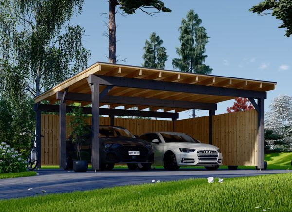 Carport aus Holz mit L-förmiger Wand LUNA DUO F, 6x6 m avp.ui.product_images.thumbnail 1