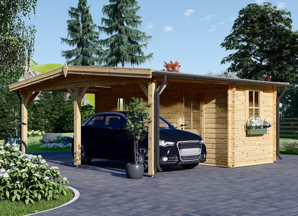 Carport aus Holz CLASSIC 3x6 m mit Schuppen, 2x6 m (44 mm) avp.ui.product_images.thumbnail 1