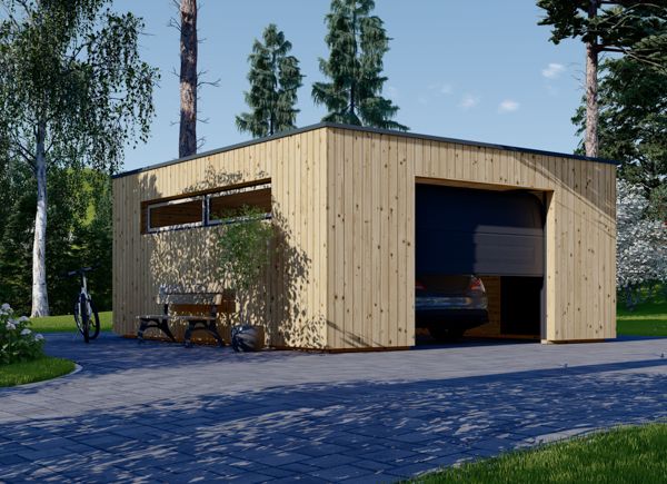Holzgarage mit Flachdach SILVIA F (34 mm + Holzverschalung), 5x6 m, 30 m² avp.ui.product_images.thumbnail 1