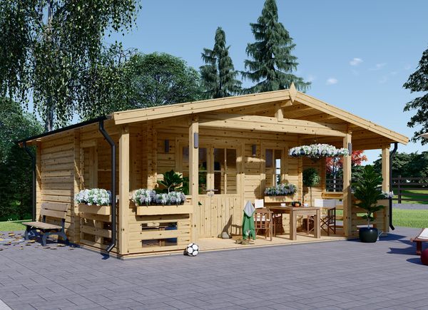 Gartenhaus aus Holz PARIS (34 mm), 6,7x5,7 m, 21 m² + 11 m² Terrasse avp.ui.product_images.thumbnail 1