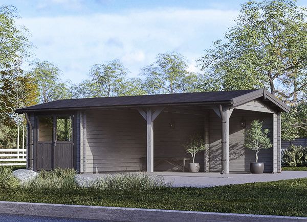 Carport aus Holz CLASSIC 4x5 m mit Schuppen, 4x2,5 m (44 mm) avp.ui.product_images.thumbnail 1