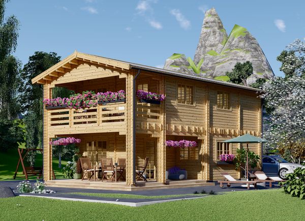 Holzhaus TOULOUSE (Extra Isoliert, 44+44 mm), 100 m² + 20 m² avp.ui.product_images.thumbnail 1