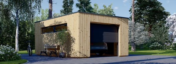 Holzgarage mit Flachdach SILVIA F (34 mm + Holzverschalung), 4x6 m, 24 m²