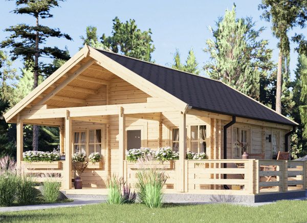 Kleines Holzhaus mit Schlafboden ANGERS S (34+34 mm), 36 m² + 19 m² Terrasse avp.ui.product_images.thumbnail 1