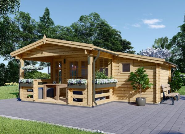 Gartenhaus aus Holz ISLA (Isoliert, 34+34 mm), 6x5 m, 18 m² + 7 m² Terrasse avp.ui.product_images.thumbnail 1