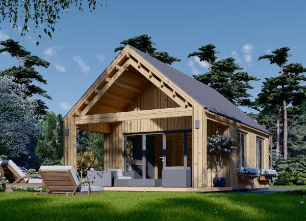 Kleines Holzhaus AGATA (44 mm + Holzverschalung ), 39 m² avp.ui.product_images.thumbnail 1