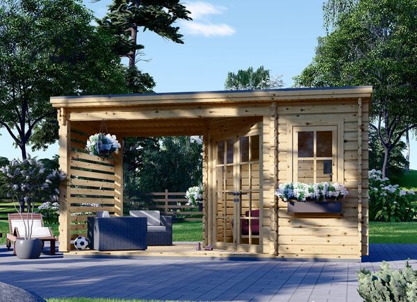 Gartenhaus aus Holz AIDA PLUS (28 mm), 5x3 m, 9 m² + 6,5 m² Terrasse avp.ui.product_images.thumbnail 1