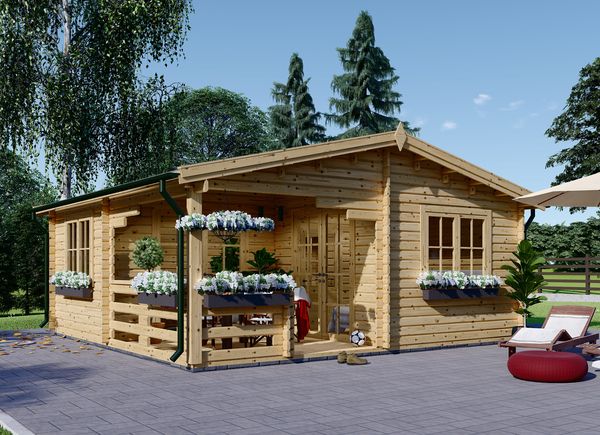 Kleines Holzhaus OLIVIA (44 mm), 6x6 m, 27 m² + 8 m² Terrasse avp.ui.product_images.thumbnail 1