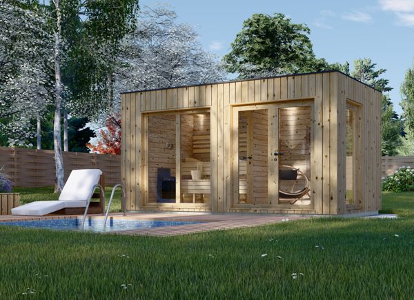 Gartensauna mit Vorraum DELLA mit (34 mm + Holzverschalung), 4,6 x 2,6 m, 9,3 m² avp.ui.product_images.thumbnail 1