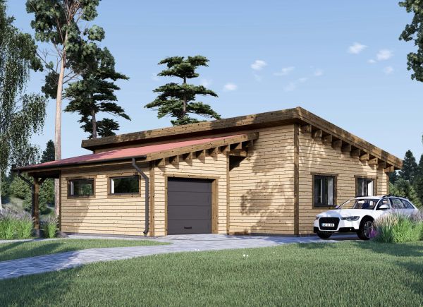 Holzhaus BERTA F (Isoliert - RClass, 66 mm + Holzverschalung), 75 m² + garage 18 m²  avp.ui.product_images.thumbnail 1