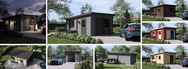 Holzgarage mit Flachdach MODERN (44 mm), 4x6 m, 24 m²