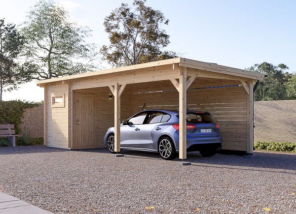 Carport aus Holz mit Schuppen MODERN, 8x3 m avp.ui.product_images.thumbnail 1