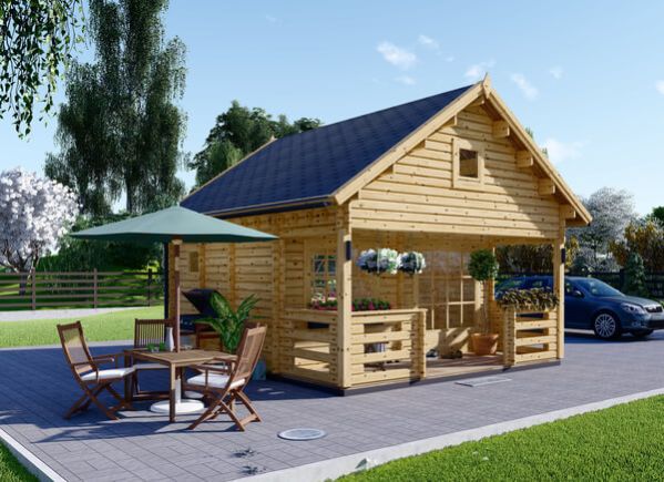 Kleines Holzhaus mit Schlafboden und Terrasse ALBI (66 mm), 20 m² + 8 m² avp.ui.product_images.thumbnail 1