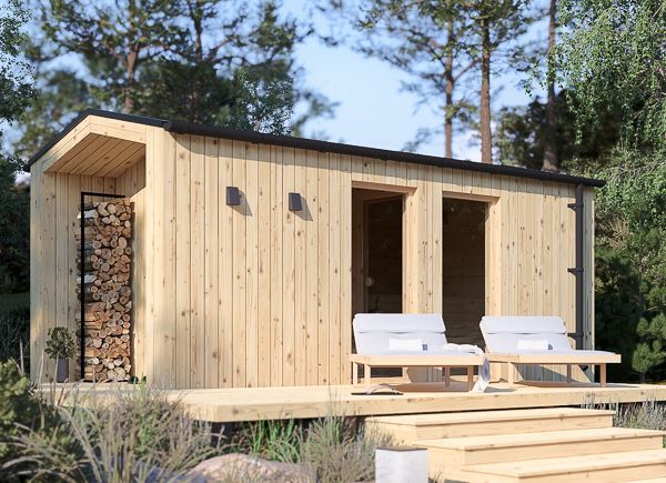 Gartensauna SERENE 3 (34 mm + Holzverschalung), 5.3x2.5 m, 5 m² avp.ui.product_images.thumbnail 1