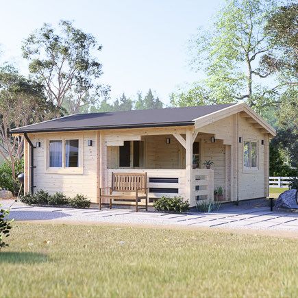 Gartenhaus aus Holz mit Terrasse OLIVIA S (34+34 mm), 6x6 m, 27 m² + 8 m² Terrasse avp.ui.product_images.thumbnail 1