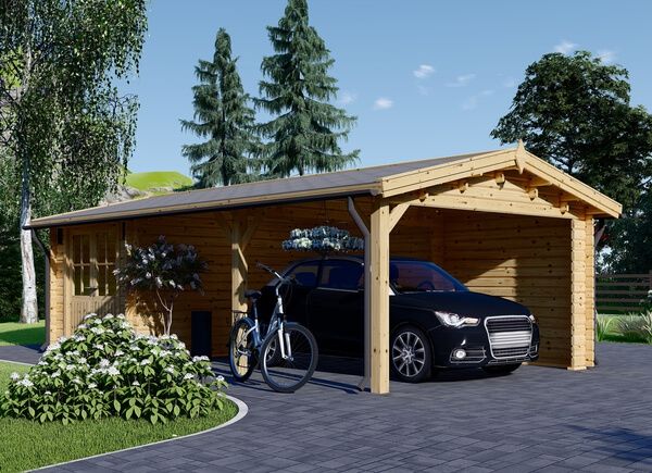Carport aus Holz CLASSIC 4x5 m mit Schuppen, 4x2,5 m (44 mm) avp.ui.product_images.thumbnail 1