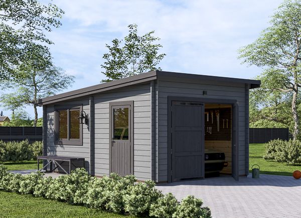 Holzgarage mit Flachdach MODERN (44 mm), 3,6x5,4 m, 20 m² avp.ui.product_images.thumbnail 1