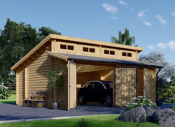 Doppelgarage aus Holz TWIN DUO (44 mm), 6x6 m, 36 m² avp.ui.product_images.thumbnail 1