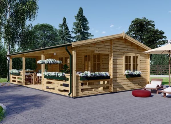 Kleines Holzhaus AMELIA (66 mm), 32 m² + 20 m² Terrasse avp.ui.product_images.thumbnail 1