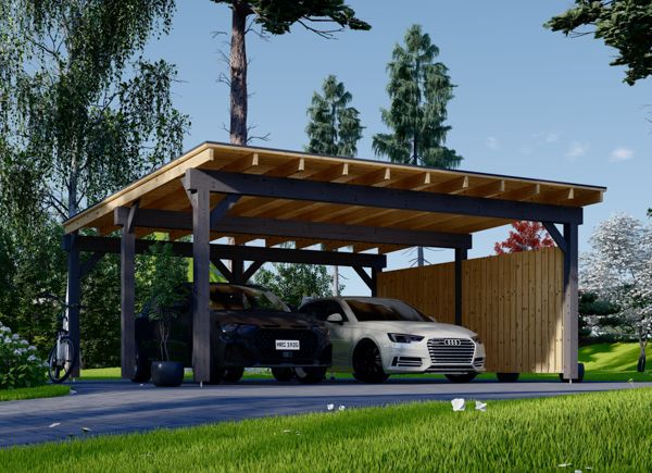 Carport aus Holz mit Seitenwand LUNA DUO F, 6x6 m avp.ui.product_images.thumbnail 1