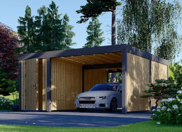 Carport aus Holz mit Schuppen und Seitenwand LUNA F PLUS, 4,9x5,6 m avp.ui.product_images.thumbnail 1