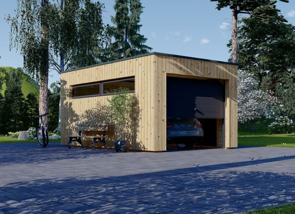 Holzgarage mit Flachdach SILVIA F (34 mm + Holzverschalung), 3,2x5,2 m, 16,6 m² avp.ui.product_images.thumbnail 1