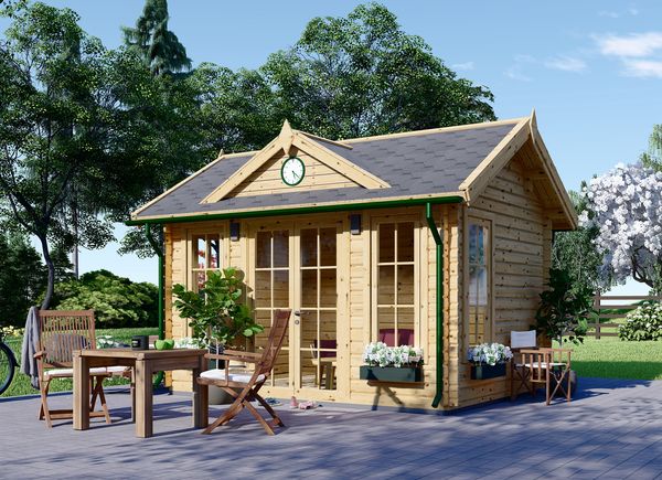 Gartenhaus aus Holz CLOCKHOUSE (Isoliert, 34+34 mm), 4x3 m, 12 m² avp.ui.product_images.thumbnail 1