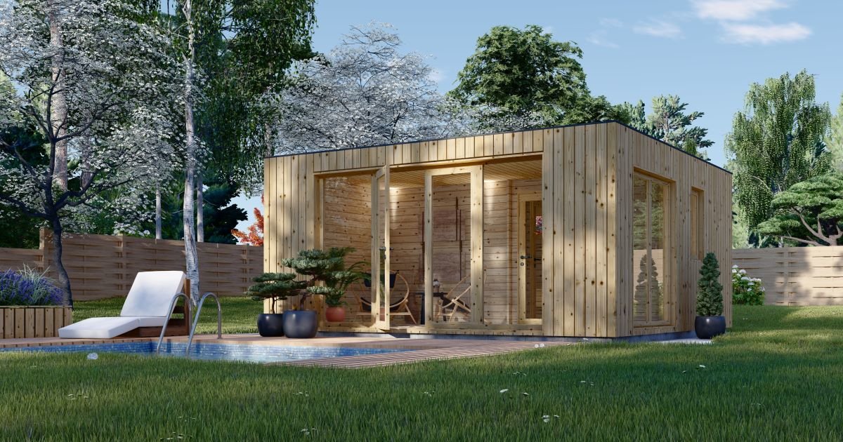 Gartensauna mit Dusche und Ruheraum von Pineca