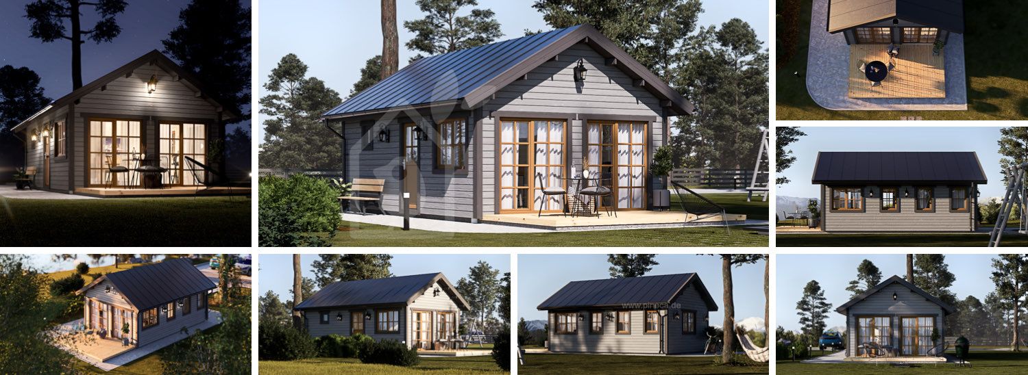 Gartenhaus aus Holz ELSA (Isoliert, 34 mm + Holzverschalung), 4x7 m, 28 m² visualization 1